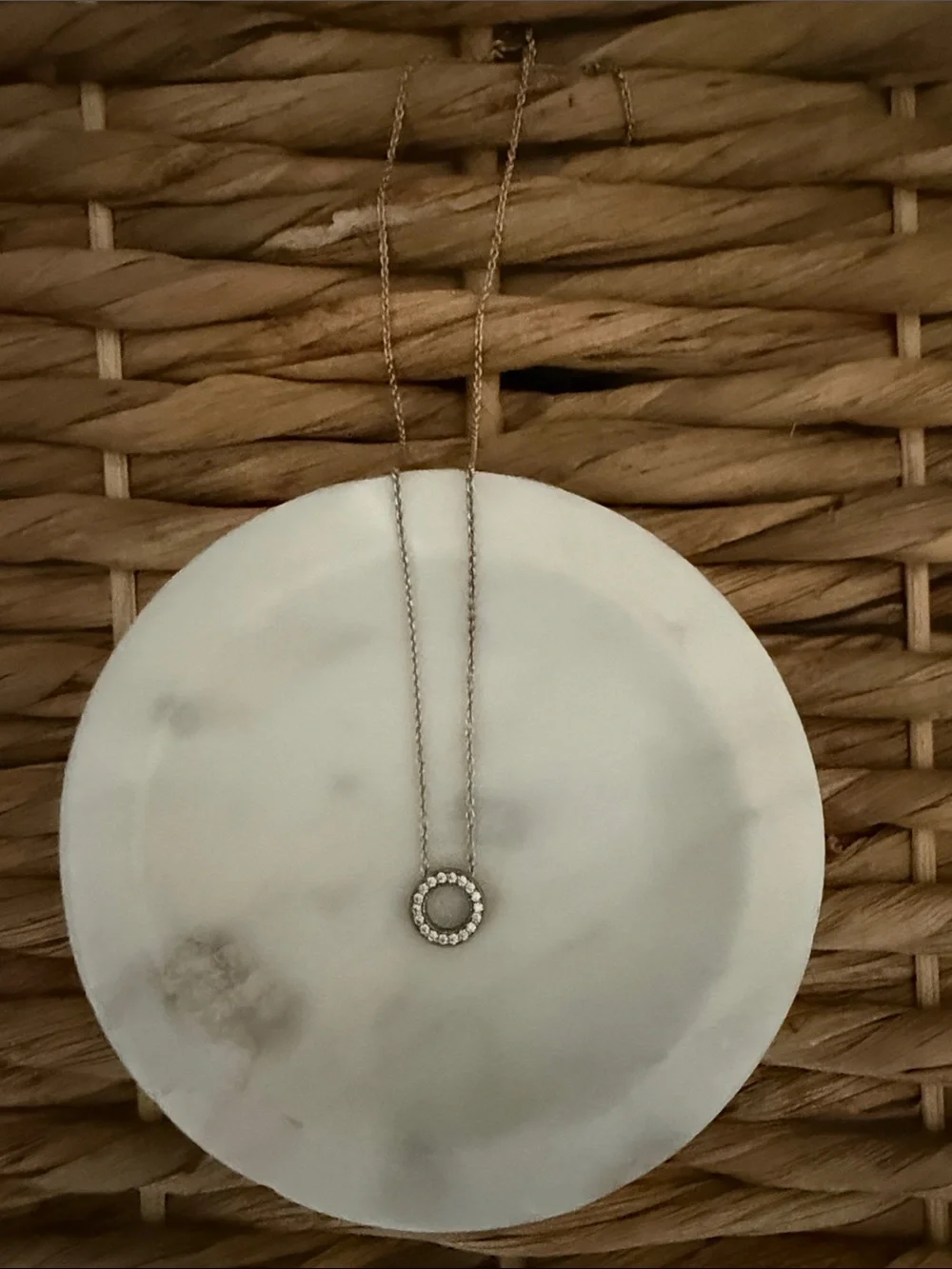 Pandora Gold Circular Pendant Necklace with Clear Stones
